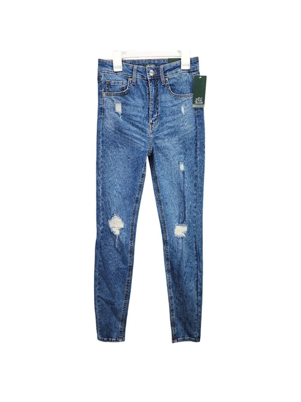 Womens Wild Fable Distressed Blue Denim Skinny Jeans Highest Rise Size 2